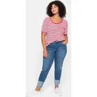 Sheego T-Shirt T-Shirt Kurzarm mit garngefärbtem Ringel, aus Rippware