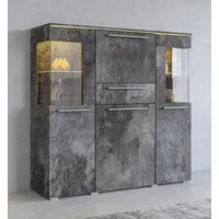 OTTO home Highboard India,Breite 130cm, stilvolle Hochkommode 3Türen, Klappe und Schublade, Hochschrank viel Stauraum, Einlegeböden verstellbar,ohne Beleuchtung