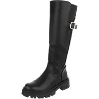 Ital-Design Damen kniehohe Stiefel mit Schnalle und Profilsohle Plateaustiefel (92078611) Blockabsatz Stiefel in Schwarz