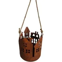 UNUS GARDEN Dekofigur Laterne Rostdesign zum Aufhängen (14cm), Windlicht, Hängeterne für Garten, Gartenlaterne
