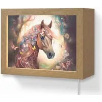 OnlyWow Wandleuchte Lightbox Pferd - Natur - Blumen - Schmetterlinge - Wald - Mädchen, Dimmbar, Farbwechsel, LED, Warmweiß, Kaltweiß, Neutralweiß Einstellbar, Wandlampe Innen, Dimmbar, mit Kabel, LED, Modern, Kinder