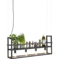 Qazqa Pendelleuchte Cage rack, ohne Leuchtmittel, Warmweiß, QAZQA Hängeleuchte, e27, Schwarz, Stahl, Modern