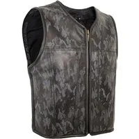 MDM Lederweste Biker Lederweste Motorradweste Kutte Camouflage Perforiertes Leder perforiertes Leder, erweiterbar durch seitliche Reißverschlüsse