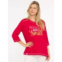 Zwillingsherz Langarmshirt "Good Days" mit auffälliger, gestickter Neon Schrift, ausgefransten Kanten