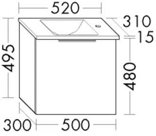 Burgbad Glas-Waschtisch+Waschtischunterschrank Eqio Eiche Dekor Nachtschwarz/Weiß, SFPH052F7343A0070 SFPH052F7343A0070