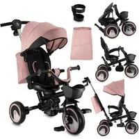 MoMi Dreirad-Kinderwagen Ivi, 360° drehbarer Sitz & höhenverstellbare Schiebestange
