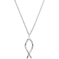 SCHOSCHON Kette mit Anhänger ICHTHYS Halskette mit Struktur 925 Silber, christlicher Schmuck