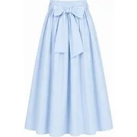 Mississhop A-Linien-Rock Damen Maxi Rock mit Schleife – Baumwollrock mit hohem Bund GR. S/M