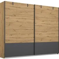 rauch Schwebetürenschrank Schrank Kleiderschrank Ankleide Garderobe BIRMINGHAM (Breite/Höhe/Tiefe: 226/210/62 cm) im Industrial-Style, Griffleisten in Graumetallic MADE IN GERMANY