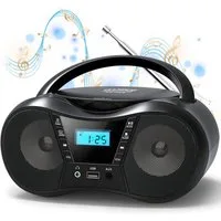 AKKEE tragbarer CD-Player mit UKW Radio, Mit LCD-Display CD-Player (Bluetooth, USB & AUX, CD/FM)