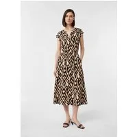 comma Midikleid Kleid Ausgestelltes Midikleid mit Animal-Print und V-Ausschnitt