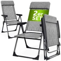 Casaria Gartenstuhl, Klappbar 2er Set 6-fach Verstellbar Alu mit hoher Rückenlehne