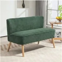 HOMCOM 2-Sitzer Sofa, Couch mit Kordoptik, Holzbeine, Doppelsofa 1 Teile, für Wohnzimmer, Schlafzimmer, 117 x 56,5 x 77 cm, Grün
