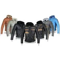 Alpha Speeds Motorradjacke - /Freizeit Herren Lammlederjacke Bikerjacke Highway 11 (Abnehmbares Innenfutter und Kapuze, (NEUE VERSION 2025) Aus weichem Lammleder, inkl. einsetzbarer Protektoren