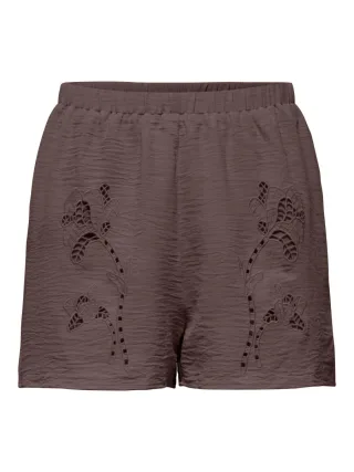 ONLY - Shorts mit Stickerei braun - Gr. - M