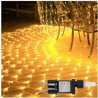 MUPOO LED-Lichternetz LED Lichternetz Warmweiß,6W Energiesparen, 8 Modi Lichterkette,6x4 m, 8 Modi, Energiesparen,Timer-Funktion, Speicher-Funktion
