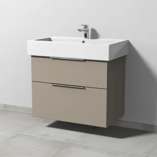 Sanipa 3way Waschtischunterbau zu Duravit Vero Waschtisch mit 2 Auszügen, Sandgrau-Matt UF71767