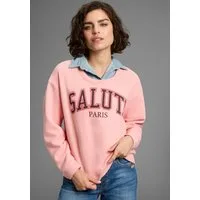 Laura Scott Sweatshirt Angeraute Sweatware mit modischem Print und Rundhals-Ausschnitt