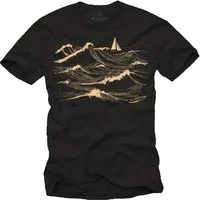MAKAYA T-Shirt Kurzarm Herrenshirt für Segler mit Segelmotiv & Boot Design (Schwarz, Blau, Grün, Blaugrau, S, M, L, XL, XXL, XXXL, XXXXL, XXXXXL) Baumwolle