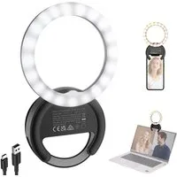 Neewer Videoleuchte BR40 4" Selfie Ring Light Handy kompatibel mit iPhone, 5W zweifarbiges wiederaufladbares Clip Handy Licht