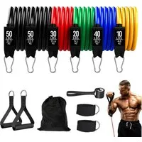 OSTWOLKE Trainingsbänder Fitnessbänder 6 Widerstandsbänder mit Türanker, Griffe, Knöchelriemen, Resistance Bands Set bis 200LBS für Muskelaufbau Krafttraining Yoga
