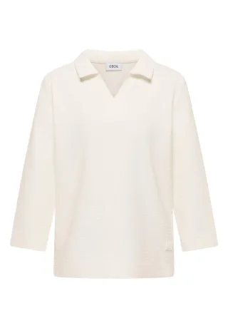 Cecil - Struktur Poloshirt weiß - Gr. - S