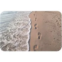 OnlyWow WC-Vorleger Fußstapfen - Gezeitenlinie - Meer, Höhe 10 mm, Polyester, Rechteckig, WC Teppich, Toilettenvorleger, Toilettenteppich, Badematte 60x40 cm