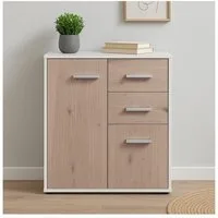HTI-Living Sideboard Kommode mit 2 Schubladen Nina Weiß Artisaneiche (Stück, 1 Kommode), Anrichte Sideboard Schrank