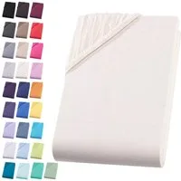Visaggio Spannbettlaken Jersey aus 100% Baumwolle Spannbetttuch Bettlaken, Jersey, Gummizug: rundum, Spannbettlaken, für Matratzenhöhen bis 22 cm, Steghöhe 30 cm