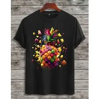 RMK T-Shirt Herren Shirt Basic Rundhals Ananas Sommer aus Baumwolle