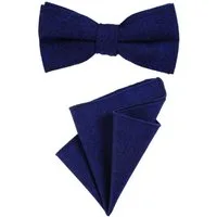 DonDon Fliege DonDon Herren Fliege und Einstecktuch aus Baumwolle (Packung, 2-St) bereits gebunden, Tweed-Look, 2er Set