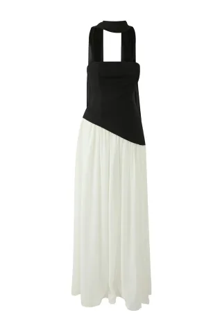 Schwarzes, gerades, ärmelloses Maxi-Cocktailkleid für Damen