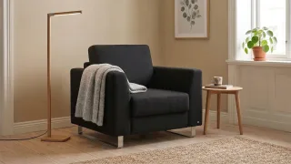 BRUNO Schlafsessel 70cm in Schwarz | praktische Größe | stabiles Massivholz & Boxspringkomfort