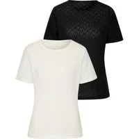 Vivance Kurzarmshirt mit sommerlichem Ajour-Muster (2er-Pack) aus luftiger Baumwoll-Qualität