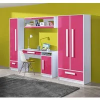 99rooms Jugendzimmer-Set Goldie I, (Komplett-Set, (Set, 4-St), bestehend aus 1xWandregal, 1xSchreibtsch, 2xKleiderschrank, variabel stellbar, für Kinder