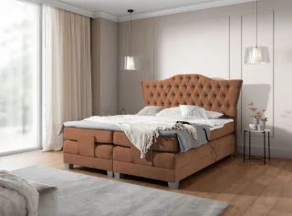 Boxspringbett Elektrisch Bett FAUSTO 160x200cm in Stoff Wind Rostbraun