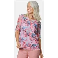 GOLDNER Kurzarmbluse Druckbluse aus herrlich weichem Mesh