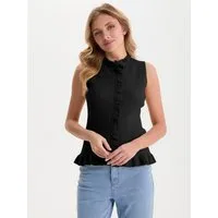 Imily Bela Kurzweste Damen Strickweste mit Rüschen und Knopfleiste (Packung, 1-tlg., 1per-Pack) einfarbig
