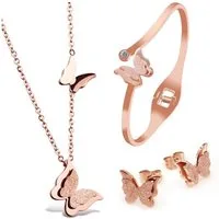 Kim Johanson Schmuckset Schmetterling (Set, 3-tlg), mit Halskette, Ohrstecker und Armreif