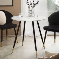 FINEBUY Esstisch FB60705 Esszimmertisch 75 cm Marmor Optik Küchentisch Rund Modern (Küchentisch 75x75x76 cm MDF Marmor-Optik Weiß), Esszimmertisch Modern, Frühstückstisch Rund Klein