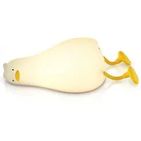 MyBeo LED Nachtlicht für Babys und Kinder, dimmbar, Nachtleuchte mit Akku, Einschlafhilfe, Dimmfunktion, mehrere Helligkeitsstufen, Nachtlichtfunktion, LED fest integriert, Extra-Warmweiß, liegende Ente, Silikon Touch, Timer 30/60 Min, 3 Helligkeitss