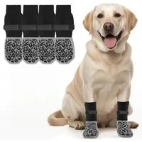 FOUORTUNATE-BEE Hundekostüm Rutschfeste Hundesocken mit verstellbarem Halteband, 4er-Set, Beidseitig rutschfest, ideal für den Innenbereich