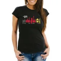 MoonWorks Print-Shirt Damen T-Shirt Deutschland WM Flagge Barcode Skyline Berlin Fan Shirt Moonworks® mit Print