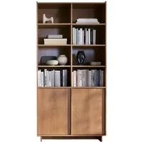 Compleo Bücherregal mit 2 Türen, Japandi Design, Eiche Karamell KELLOS