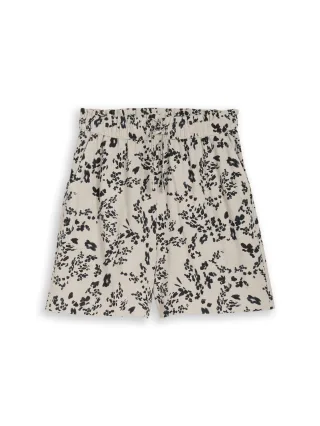Denim Tom Tailor - Loose Fit Shorts mit Leinenanteil beige black flower print - Gr. - XS