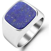 Tony Fein Siegelring Lapislazuli Massiv 925 Sterling Silber Gestempelt Hochglanz, mit Lapislazuli Stein
