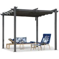 PURPLE LEAF Pergola 3 x 4 m Pavillon mit Schiebedach Aluminium Wasserdicht, UV-Schutz, BxTxH: 300x300x245 cm, (Komplettes Set, Freistehende Pergola mit manuellem Schiebedach), Gartenpavillon Stabil & Winterfest, Terrasse, Balkon