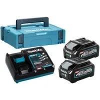 Power Source Kit Li 40V 4Ah, Ladegerät schwarz/blau, 2x Akku BL4025, 1x Schnellladegerät DC40RA, MAKPAC Gr.1
