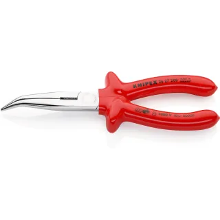 KNIPEX Flachrundzange mit Schneide verchromt mit angewinkelten Backen (Storchschnabelzange) - 2627200