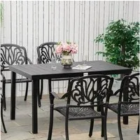 Outsunny Gartentisch Esstisch für 6 Personen (Gartenmöbel, 1-St., Loungemöbel), pflegeleicht Kunststoff Schwarz 140 x 90 x 74 cm
